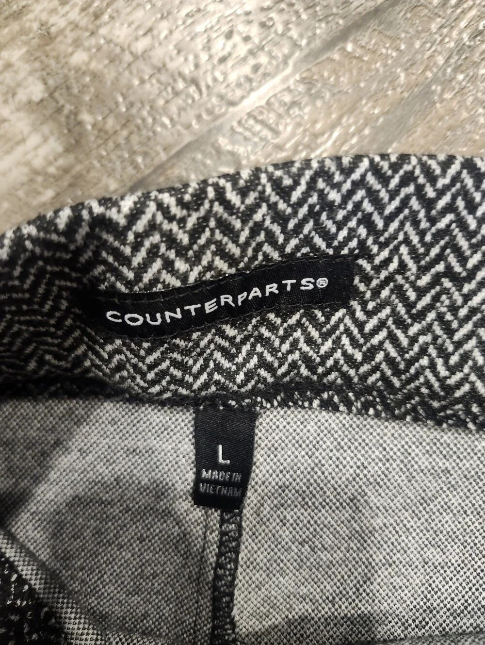 Counterparts Black & White Herringbone Pencil Skirt Women’s Large Stretch Busine